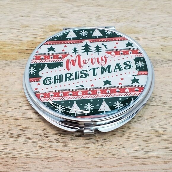 Merry Christmas Trees Compact Mirror Green 2 Mirrors - Picture 2 of 4
